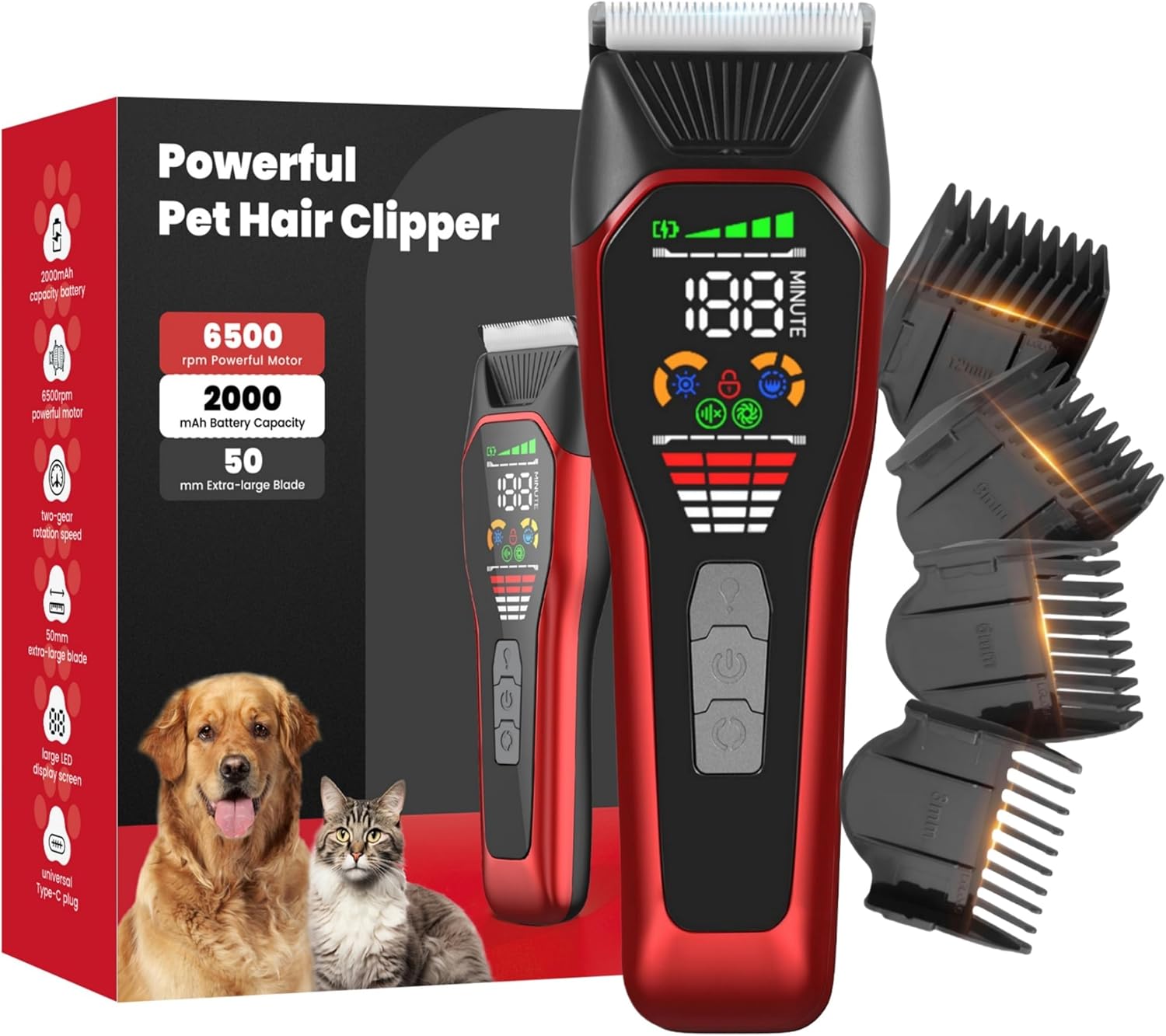 Cordless Electric Hair Clippers for Large Pets
